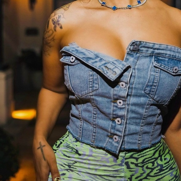 Denim Tube Top - Picture 2 of 5